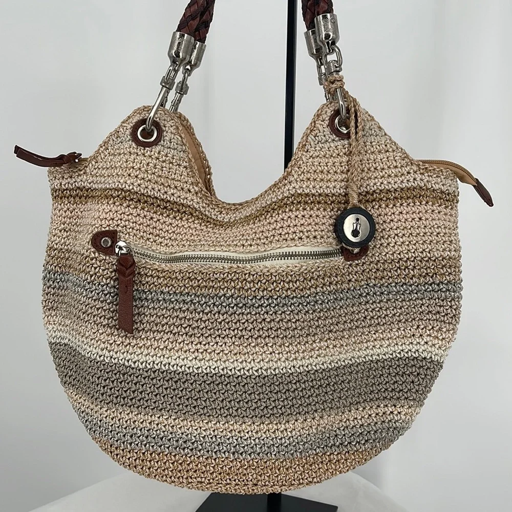 The Sak Woven Straw Hobo in Beige, Tan, Brown